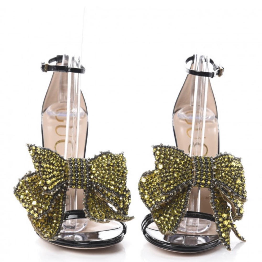 NWT GUCCI patent Crystal removable bows